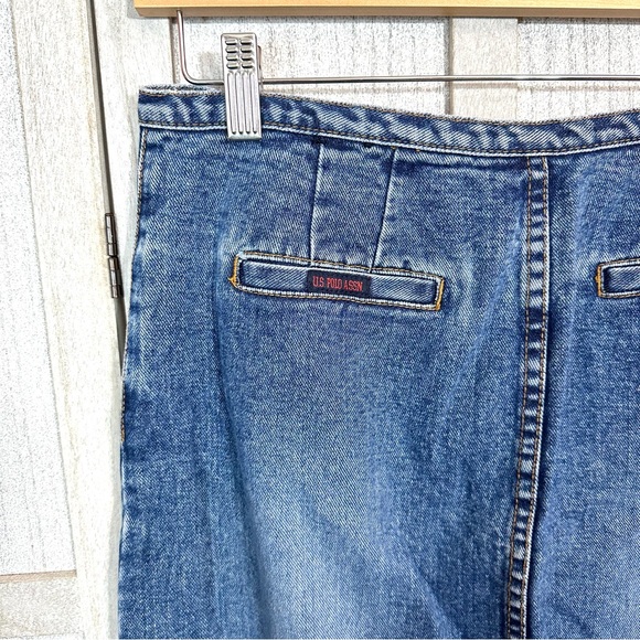 Vintage US POLO ASSN Jean Long Maxi Skirt Womens 7/8 Y2K 90’s Denim Front Slit - Picture 8 of 11